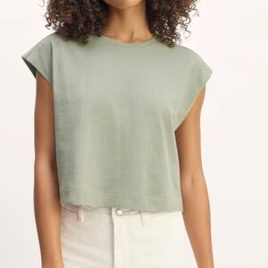 Everlane The Muscle Cropped Tee in Essential Cotton Sage Green Size Xs